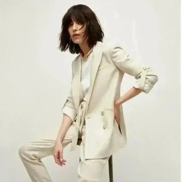 NWT Veronica Beard Parineti Linen Metallic Cream Silver Dickey Blazer Jacket 2 - Picture 1 of 16